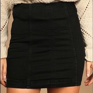 Free People Black Denim Mini Skirt